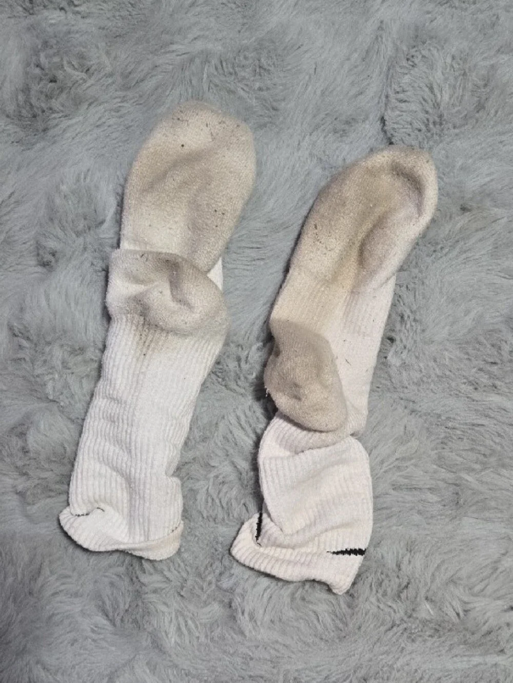 Women's Nike White Dri-FIT Crew Socks with Black Swoosh Used For Gym